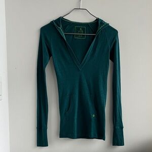 Aerie Deep Teal Long Sleeve Hoodie Top